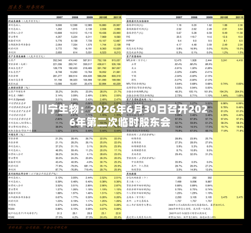 川宁生物：2026年6月30日召开2026年第二次临时股东会