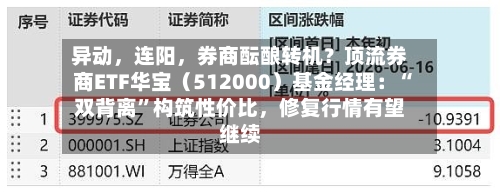 异动，连阳	，券商酝酿转机？顶流券商ETF华宝（512000）基金经理：“双背离	”构筑性价比，修复行情有望继续-第3张图片