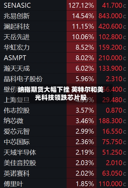 纳指期货大幅下挫 英特尔和美光科技领跌芯片股-第2张图片
