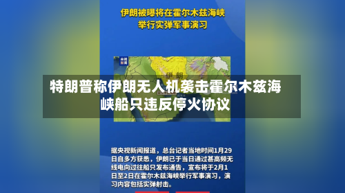 特朗普称伊朗无人机袭击霍尔木兹海峡船只违反停火协议